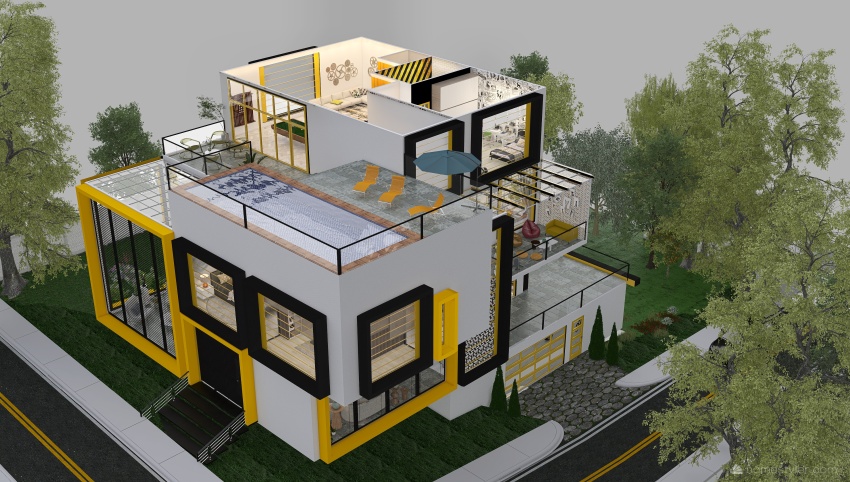#HSDA2021Residential Unusual yellow 3d design picture 846.82