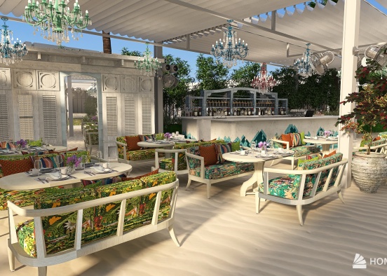 #BrunchContest Modern Polynesian Outdoor Restaurant Rendering del Progetto